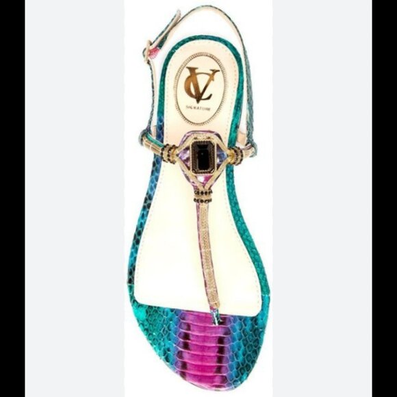 Vince Camuto VC Signature Snakeskin Leather Sandals - Picture 1 of 7